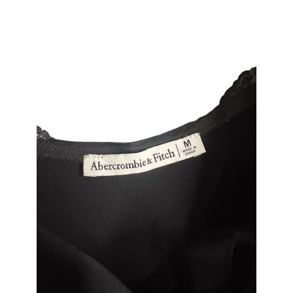 Abercrombie and Fitch Black Satin Lace Slip Midi Dress Size Medium - Picture 6 of 9
